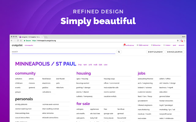 Craigslist Website User Interface
