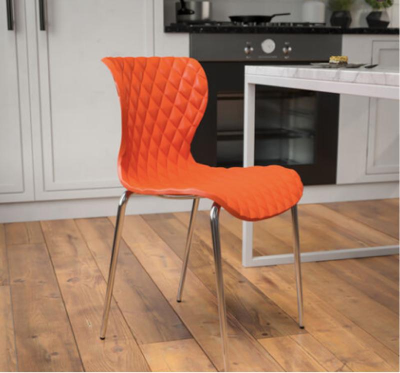 Lowell Contemporary Design Orange Plastic Stack Chair