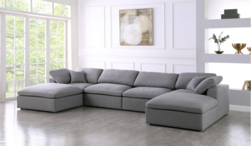 Serene Linen Down Filled Contemporary Cloud Modular Sectional